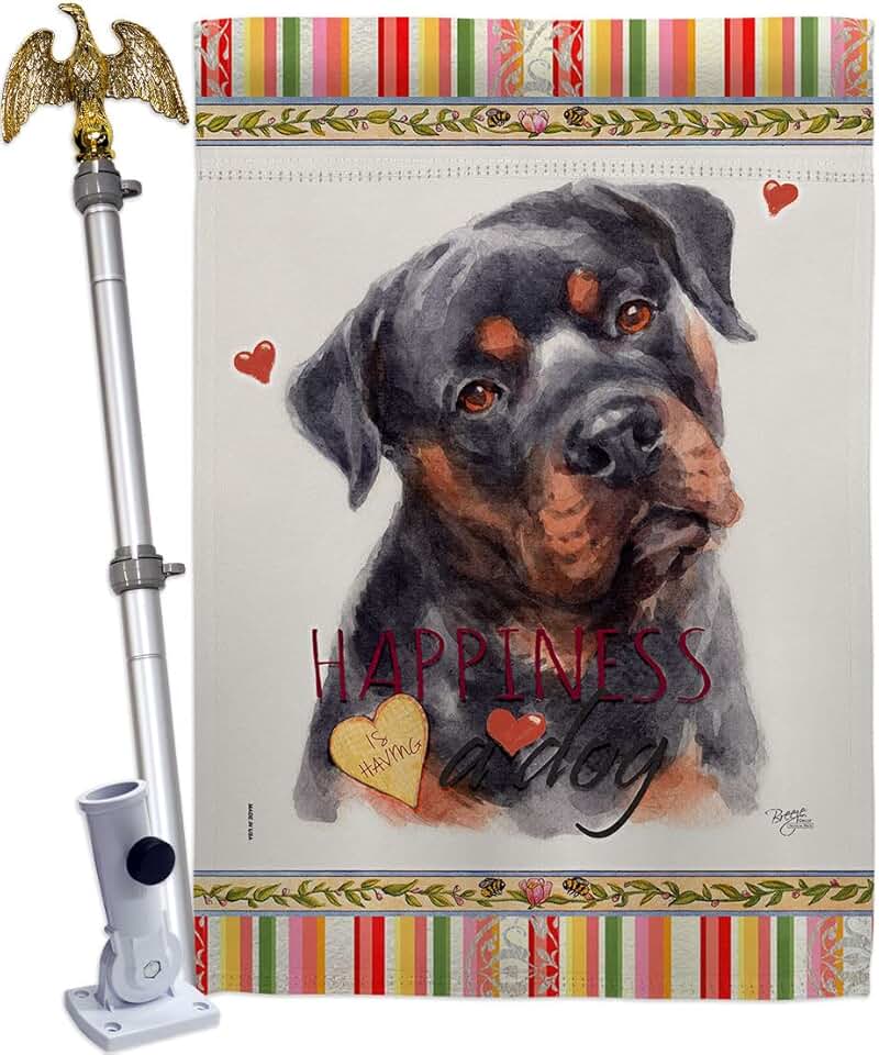 Mahogany Rottweiler Dog House Flag with Eagle and Paw