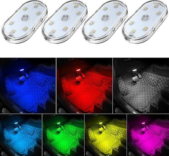Wireless 4-Piece 7-Color Interior Car LED Lights