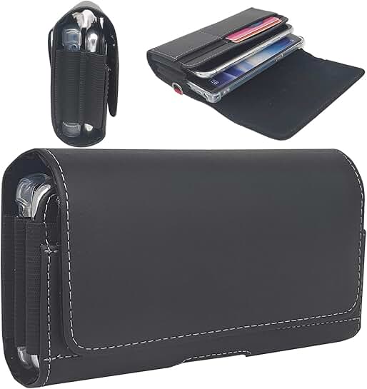 Dual Phone Leather Holster Case for Galaxy and iPhone Models