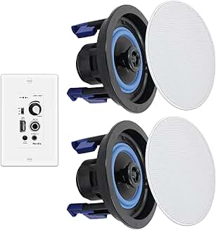 4-Inch Bluetooth Ceiling Speakers with Amplifier, 160W, Indoor and Outdoor