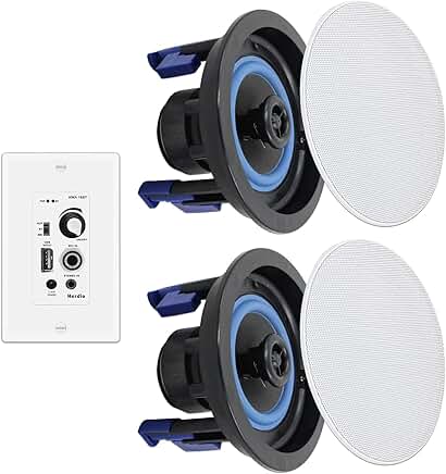 4-Inch Bluetooth Ceiling Speakers with Amplifier, 160W, Indoor and Outdoor