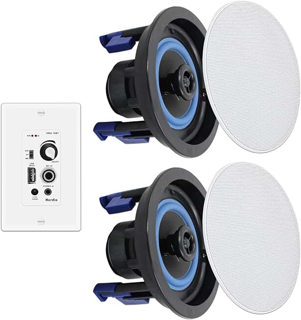 4-Inch Bluetooth Ceiling Speakers with Amplifier, 160W, Indoor and Outdoor
