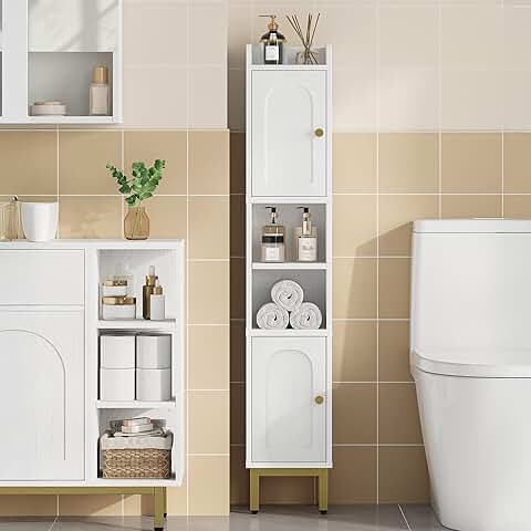 Narrow Bathroom Storage Cabinet with 2 Doors