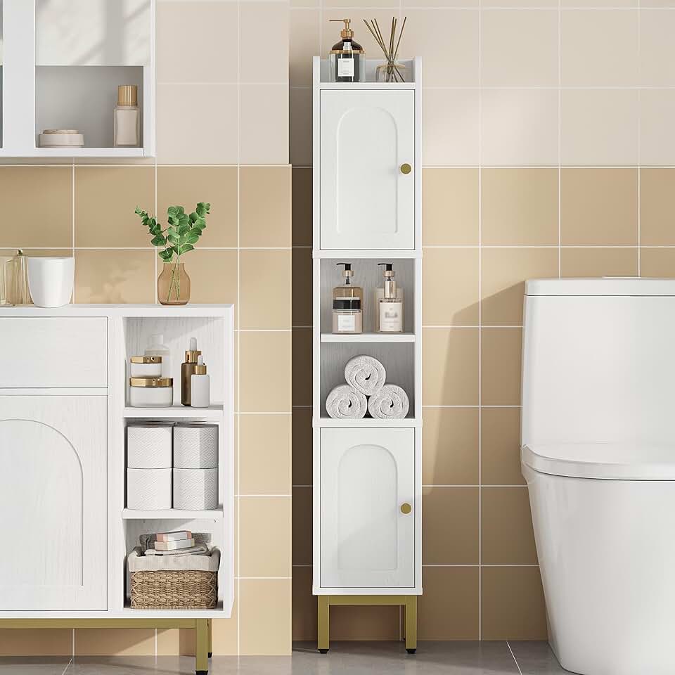 Narrow Bathroom Storage Cabinet with 2 Doors