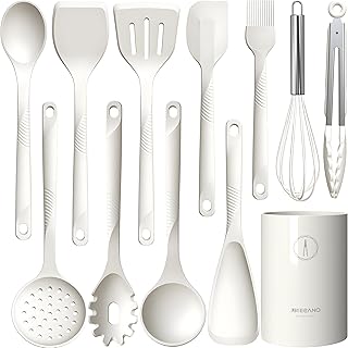 Silicone Cooking Utensil Set, Heat Resistant, Nonstick, White