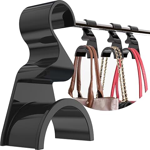 Set of 3 Black Purse Hangers for Closet Storage