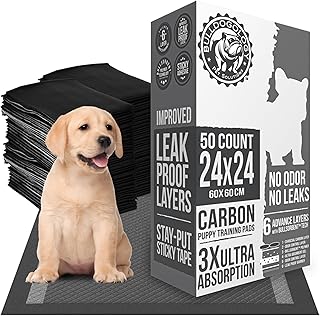 50 Black Dog Training Pads with Adhesive Tape