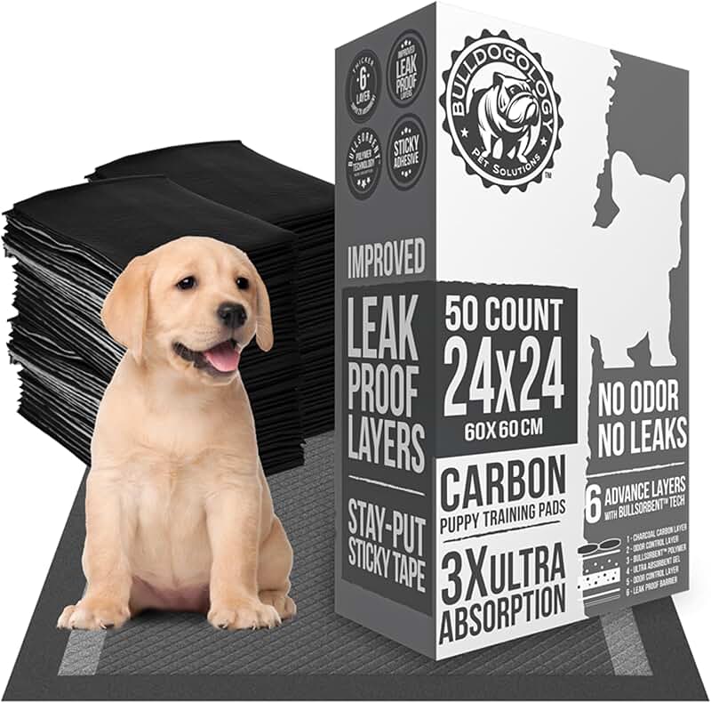 50 Black Dog Training Pads with Adhesive Tape