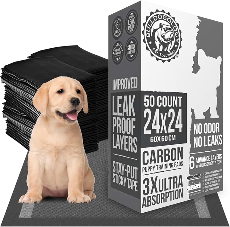 50 Black Dog Training Pads with Adhesive Tape