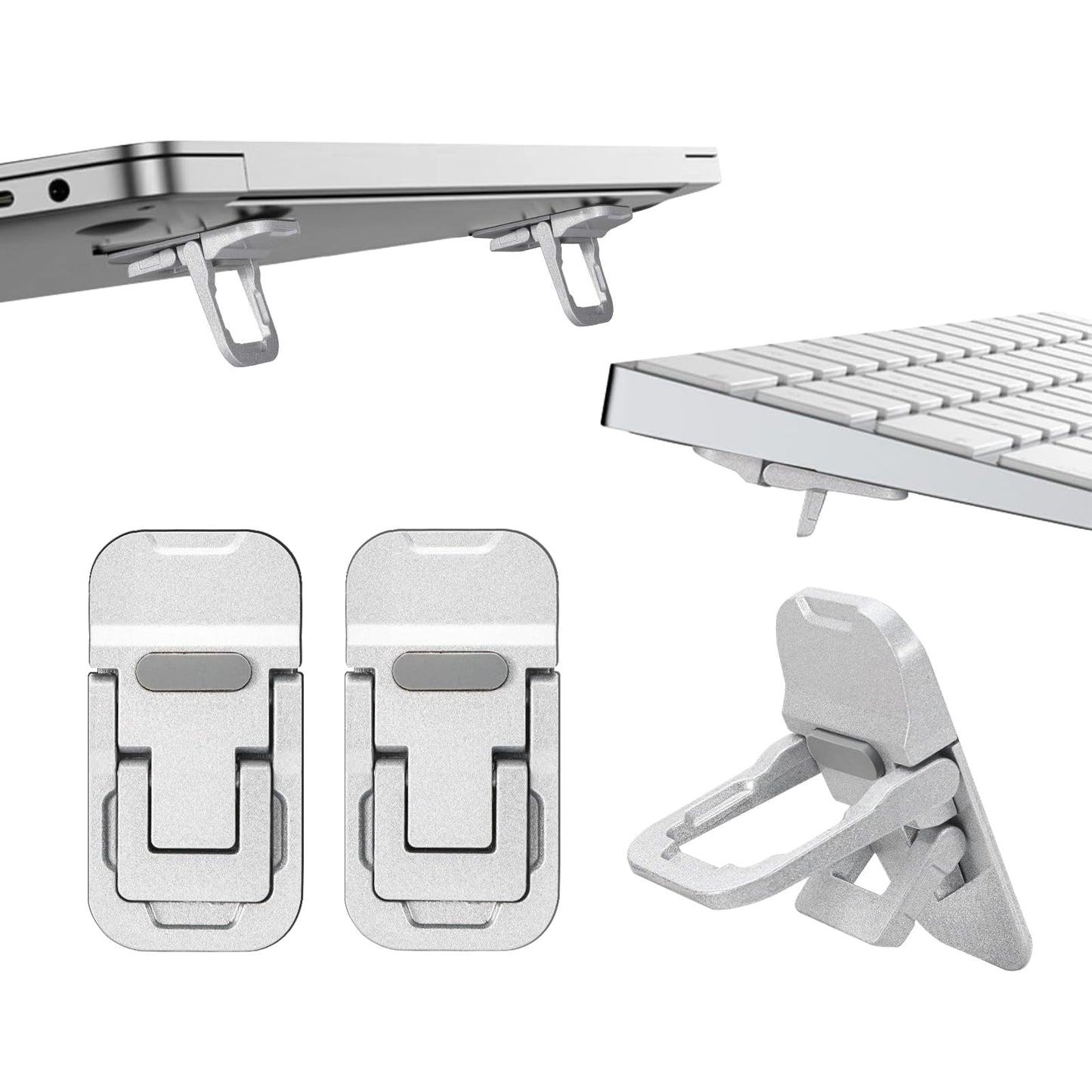 Mini Alloy Laptop Stand for Desk, Silver Computer Keyboard Stand