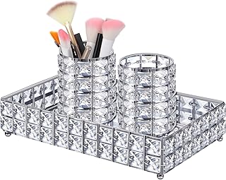 Set of 3 Crystal Makeup Brush and Jewelry Holders