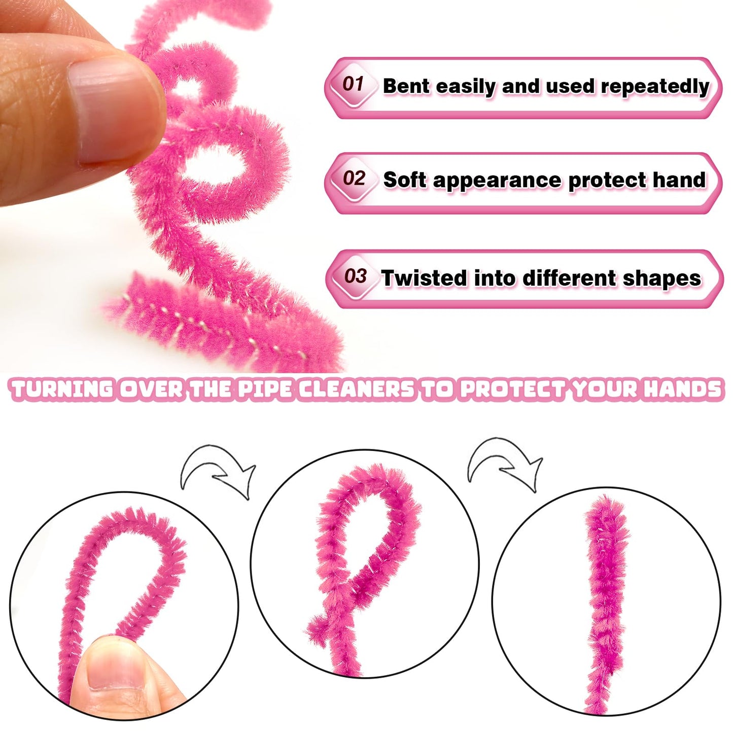 Pinkalicious Pink Chenille Pipe Cleaners 100pcs 12in