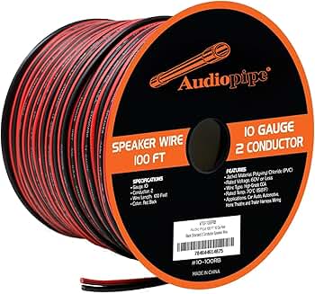 100 ft 10 Gauge Red and Black Stranded Speaker Wire