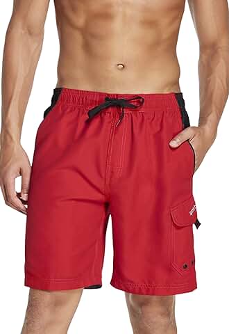 Men's Knee-Length Swim Trunks for Sports and Volleyball