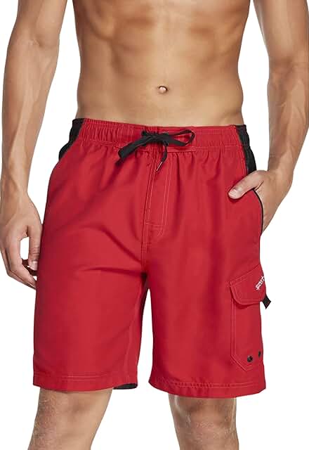Men's Knee-Length Swim Trunks for Sports and Volleyball
