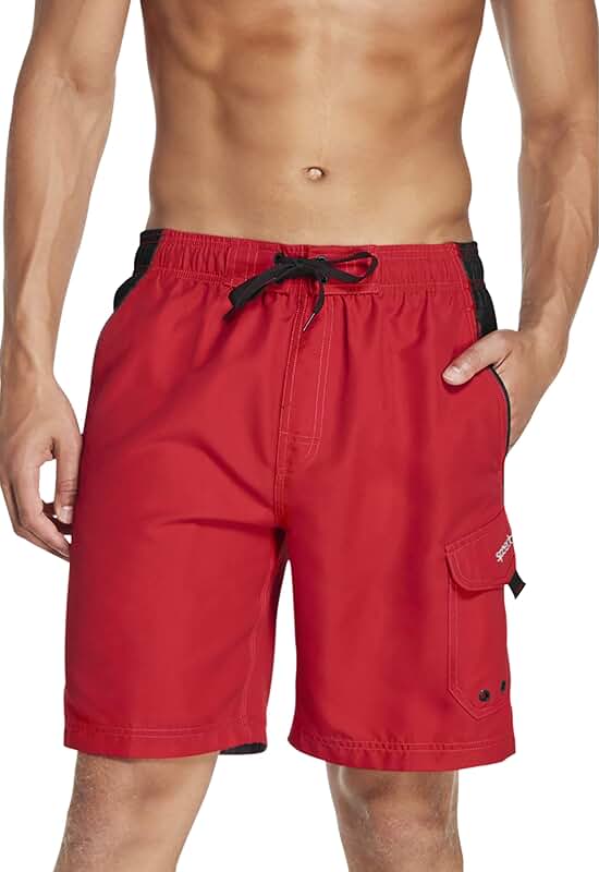 Men's Knee-Length Swim Trunks for Sports and Volleyball