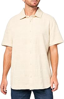 Large men's short sleeve woven dress shirt