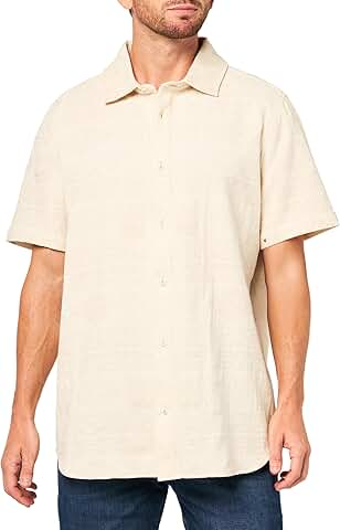 Large men's short sleeve woven dress shirt