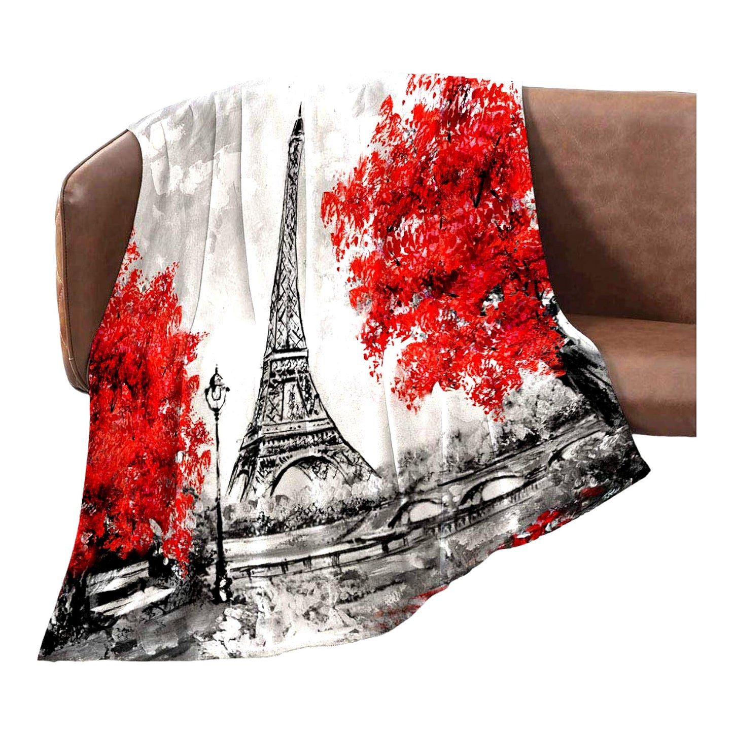 Eiffel Tower Cozy Plush Throw Blanket - Super Soft, Lightweight, Warm, Perfect for Bed, Couch, or Sofa - 60 x 80 Inches