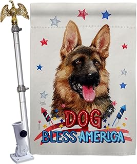 Patriotic German Shepherd Dog House Flag with Eagle and Paw
