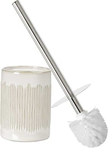 Ceramic Toilet Brush and Holder Set in Ivory