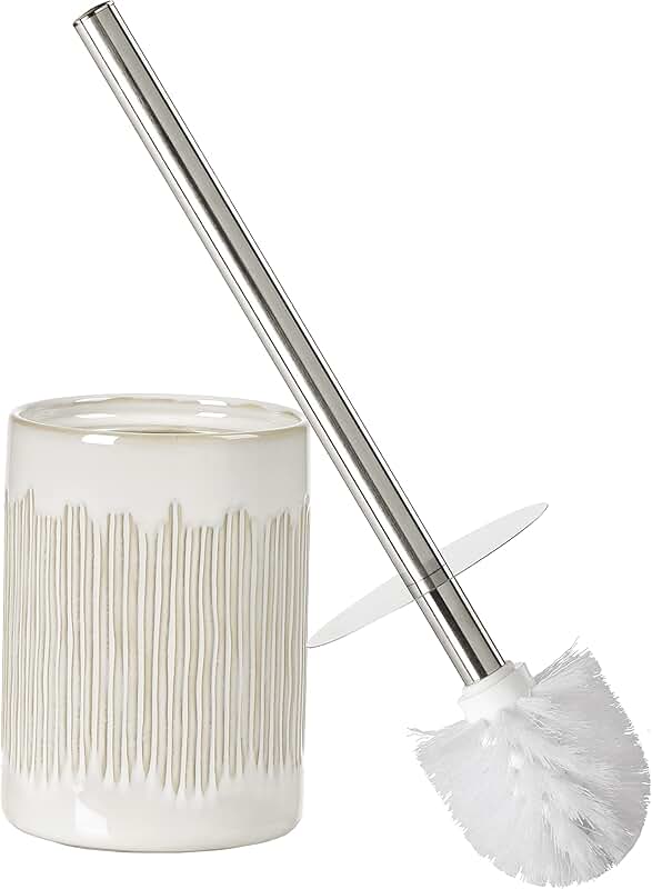 Ceramic Toilet Brush and Holder Set in Ivory