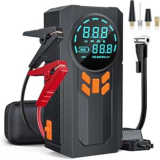 Portable Jump Starter with Air Compressor and LED Light