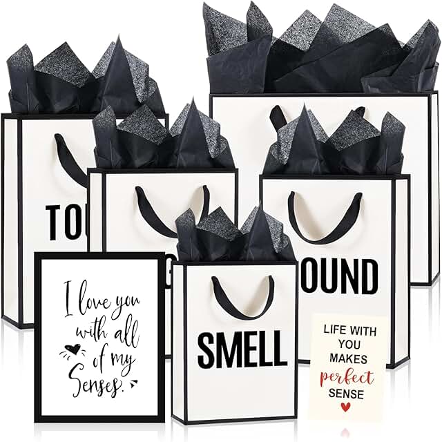 Set of 5 Senses Gift Bags with Tissue and Card