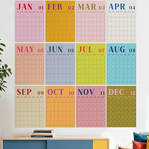 Large Reusable Wall Calendar for 2026, 12 Months