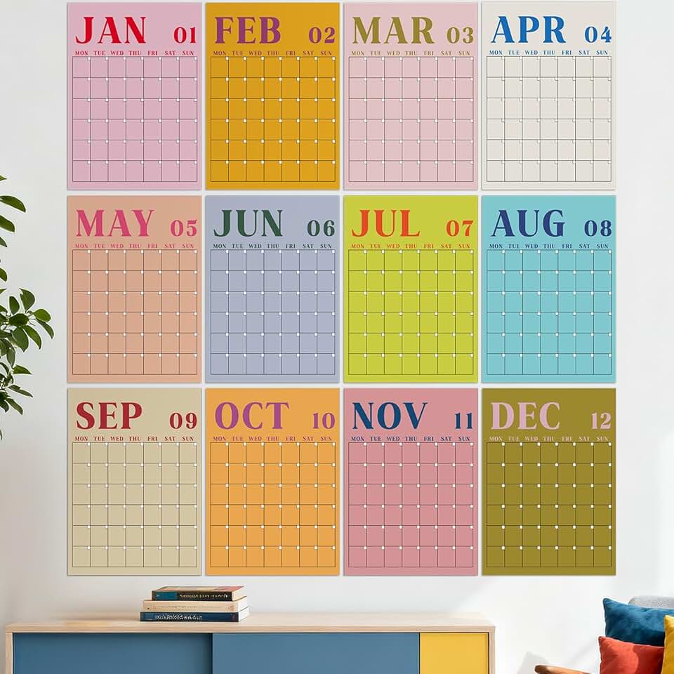 Large Reusable Wall Calendar for 2026, 12 Months