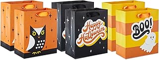 Six Small Halloween Gift Bags with Owl, Ghost, and Happy Halloween Designs