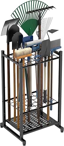 Heavy Duty Steel Garden Tool Organizer for Yard Storage