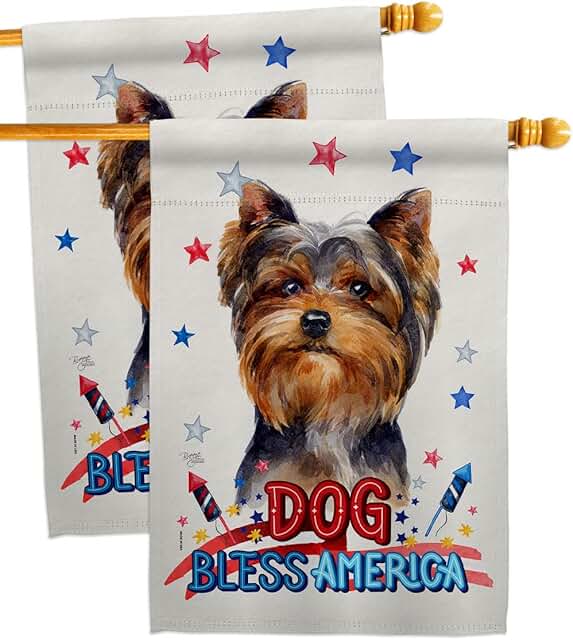 Patriotic Yorkshire Terrier House Flag Set