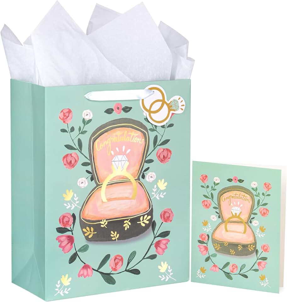 Large 13-inch Wedding Gift Bags with Card and Tissue