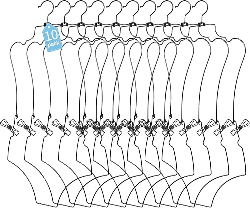 Black 10-Pack Stylish Body Shape Bikini Hangers