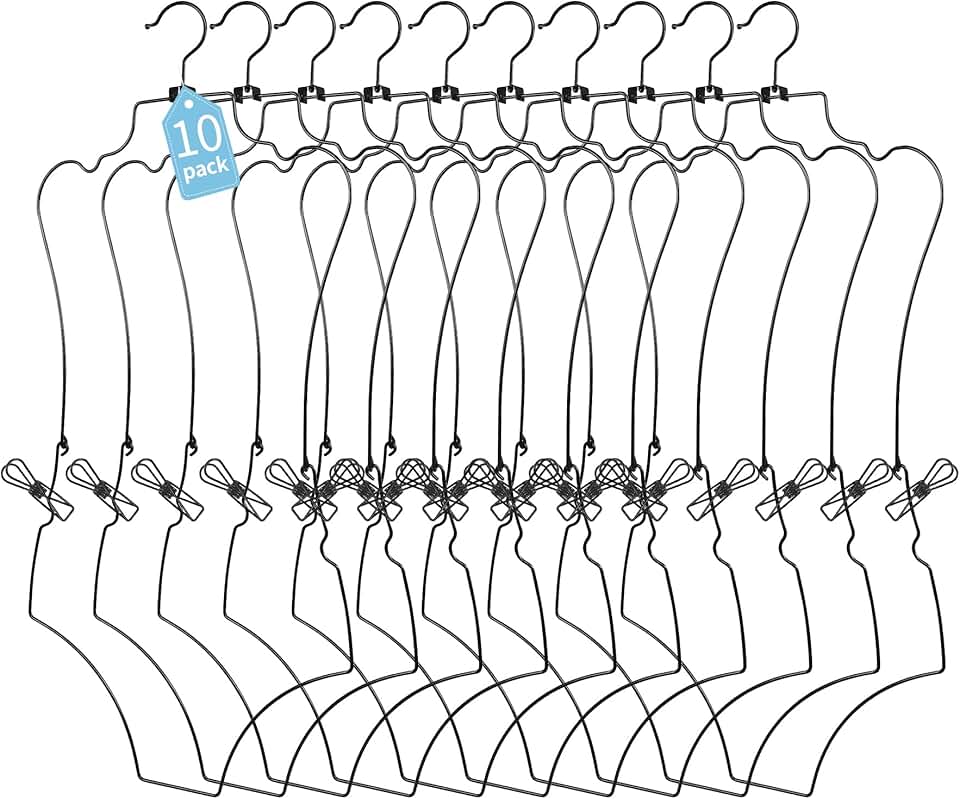 Black 10-Pack Stylish Body Shape Bikini Hangers