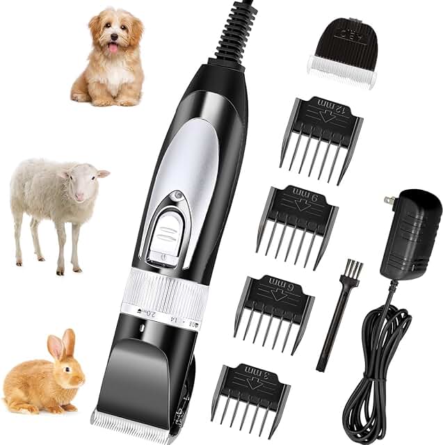 Electric Dog Clipper with Guide Combs and Replacement Head