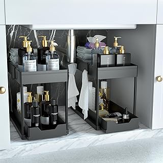 Two Under Sink Organizers for Bathroom Cabinets
