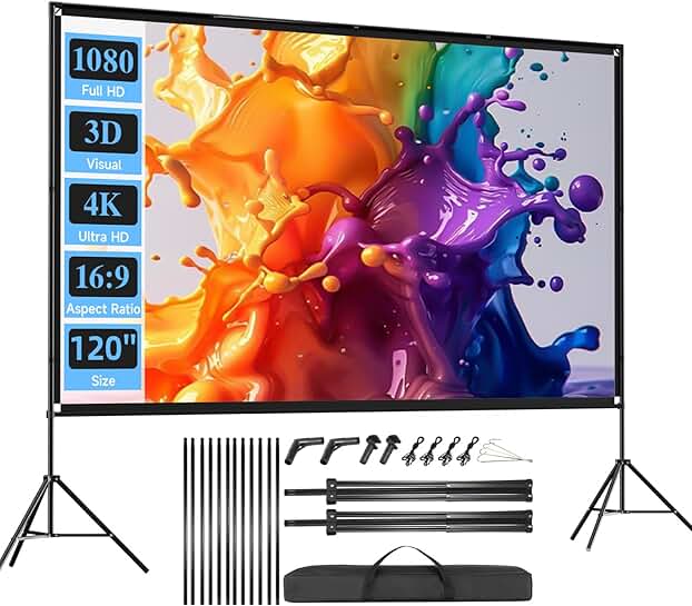 120-inch Foldable Outdoor Projector Screen with Stand
