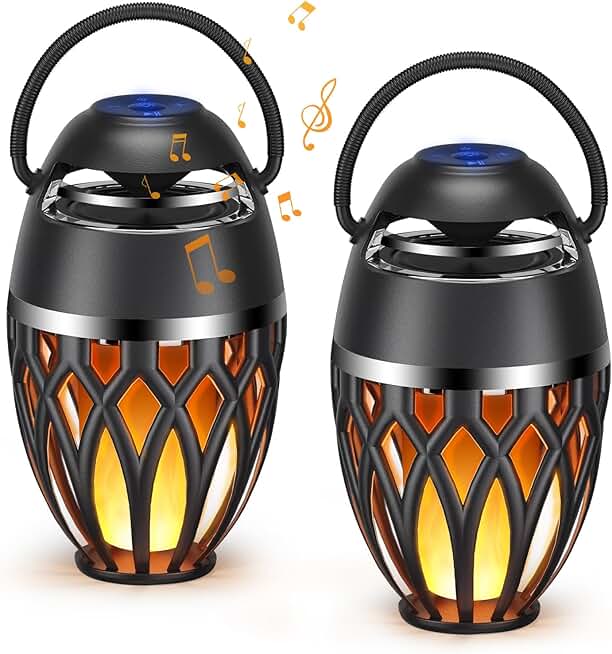 Two Waterproof Bluetooth Speakers with LED Flame Light