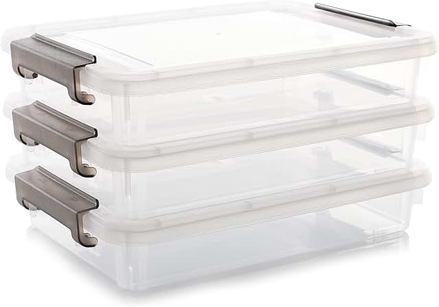3-Piece Clear Plastic Storage Bins with Lids