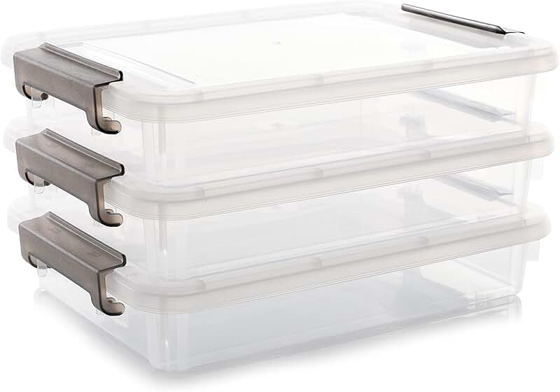 3-Piece Clear Plastic Storage Bins with Lids