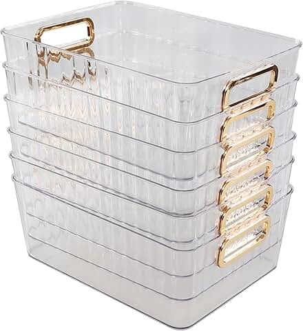 Six Clear Plastic Pantry Storage Bins