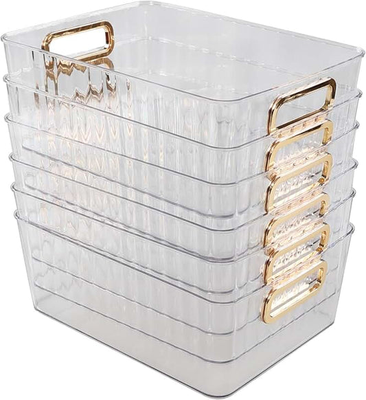Set of 3 Clear 6 Qt. Plastic Storage Bins with Lids