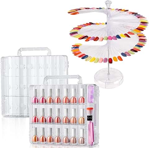 Two-Piece Nail Polish Organizer with 120 Clear Color Swatches