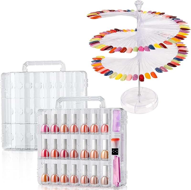 Two-Piece Nail Polish Organizer with 120 Clear Color Swatches