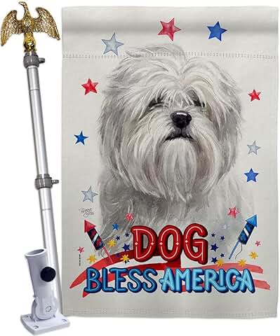 Patriotic Lhasa Apso Dog House Flag with Eagle Design