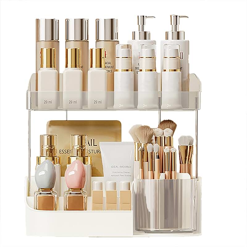 Double Layer Spinning Makeup and Skincare Organizer