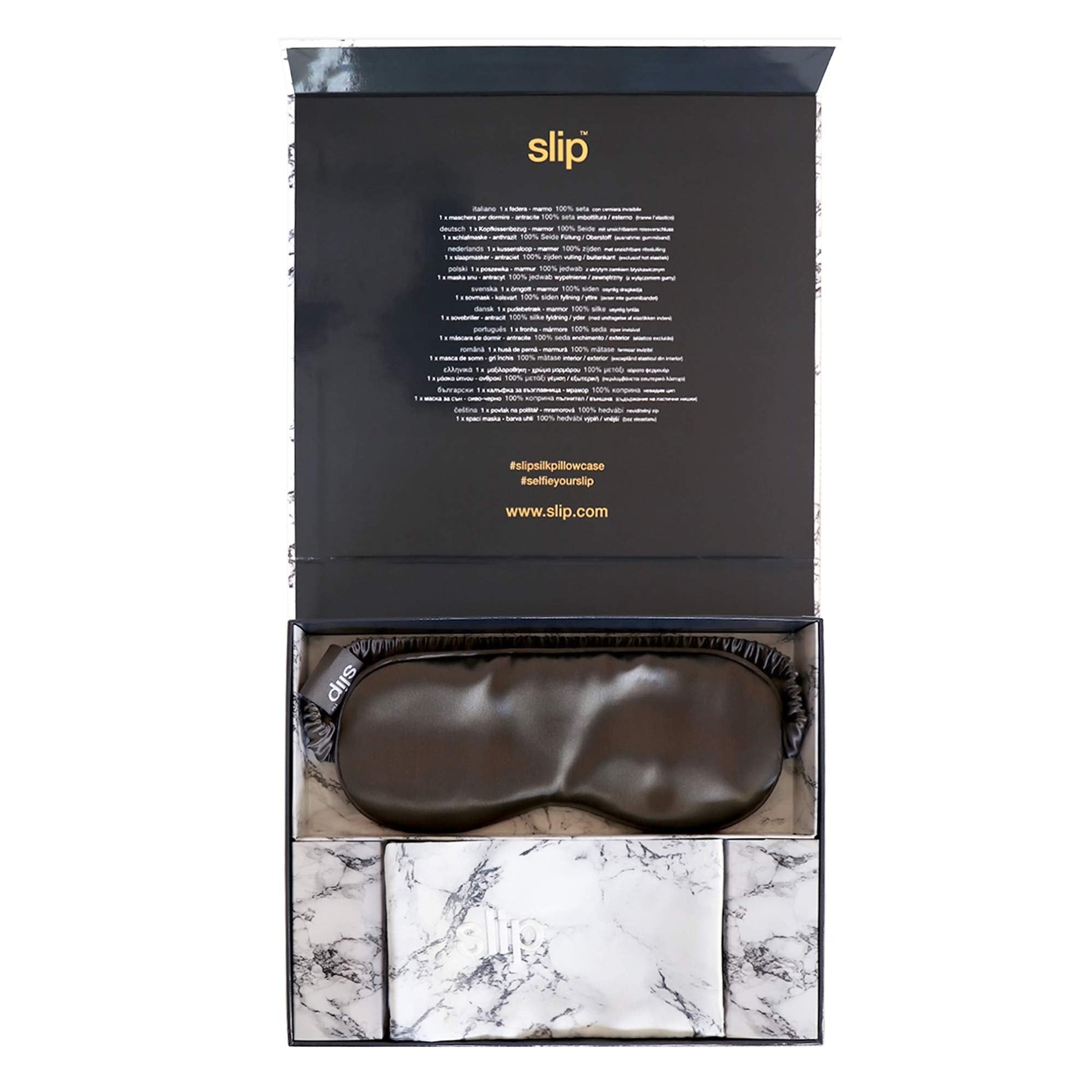 Silk Beauty Sleep  Marble  Charcoal Set  Mu erry Silk 22 Momme Queen Size Silk Pillowcase 20" x 30") with Silk  Soft, Comfortable  Lightweight Silk  Pillowcase