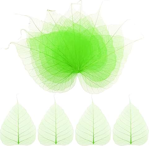 Set of 100 Small Green Skeleton Leaves for Crafts